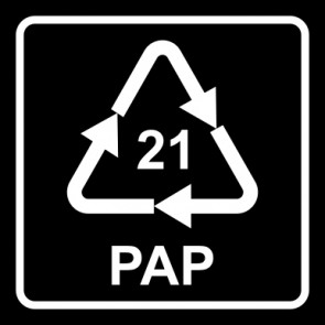 Aufkleber Recycling Code 21 · PAP · sonstige Pappen | viereckig · schwarz
