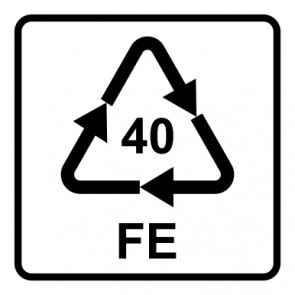 Magnetschild Recycling Code 40 · FE · Eisen/Stahl | viereckig · weiß