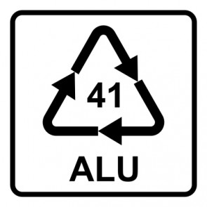 Schild Recycling Code 41 · ALU · Aluminium | viereckig · weiß | selbstklebend