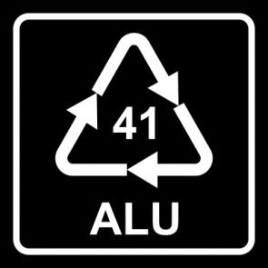 Schild Recycling Code 41 · ALU · Aluminium | viereckig · schwarz | selbstklebend