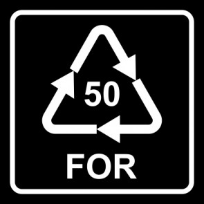 Schild Recycling Code 50 · FOR · Holz | viereckig · schwarz | selbstklebend