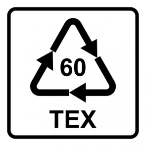 Aufkleber Recycling Code 60 · TEX · Baumwolle | viereckig · weiß