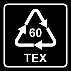Aufkleber Recycling Code 60 · TEX · Baumwolle | viereckig · schwarz | stark haftend
