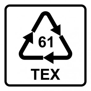 Aufkleber Recycling Code 61 · TEX · Jute | viereckig · weiß | stark haftend