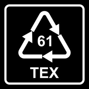 Schild Recycling Code 61 · TEX · Jute | viereckig · schwarz | selbstklebend