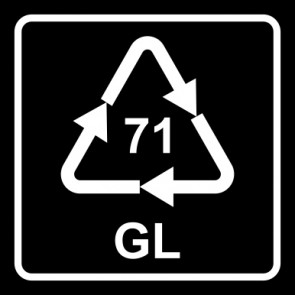 Aufkleber Recycling Code 71 · GL · Glas, grün | viereckig · schwarz | stark haftend