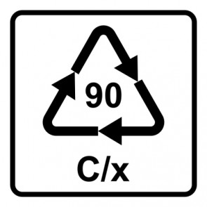 Aufkleber Recycling Code 90 · C/x · Verbund Kunststoff mit Aluminium | viereckig · weiß