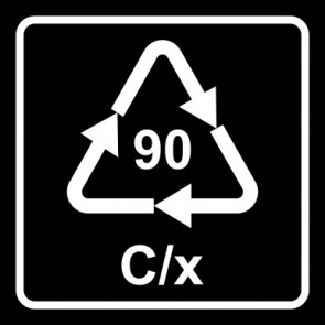 Aufkleber Recycling Code 90 · C/x · Verbund Kunststoff mit Aluminium | viereckig · schwarz