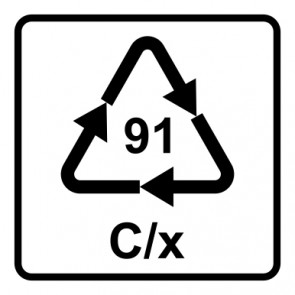 Magnetschild Recycling Code 91 · C/x · Verbund Kunststoff mit Weißblech | viereckig · weiß