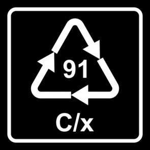 Aufkleber Recycling Code 91 · C/x · Verbund Kunststoff mit Weißblech | viereckig · schwarz