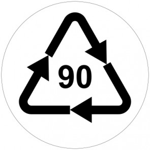 Schild Recycling Code 90 · C/x · Verbund Kunststoff mit Aluminium | rund · weiß | selbstklebend