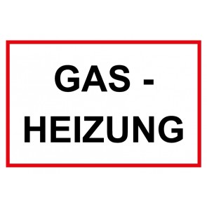 Schild GAS-HEIZUNG rot · weiß | selbstklebend