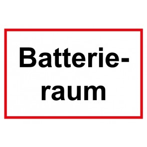 Schild Batterieraum rot · weiß 