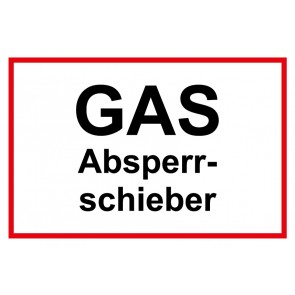 Schild GAS-Absperrschieber rot · weiß | selbstklebend