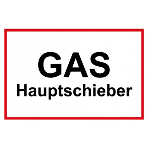 Aufkleber GAS-Hauptschieber rot · weiß 