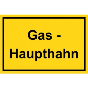 Schild Gas-Haupthahn schwarz · gelb 