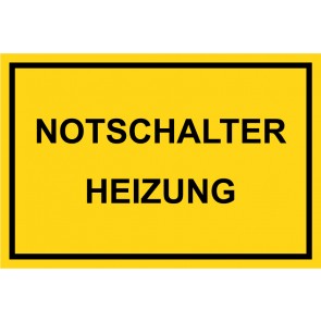 Schild NOTSCHALTER HEIZUNG schwarz · gelb | selbstklebend