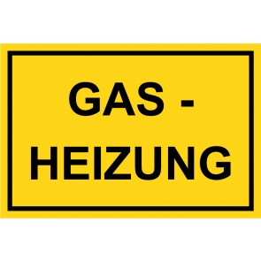 Schild GAS-HEIZUNG schwarz · gelb 