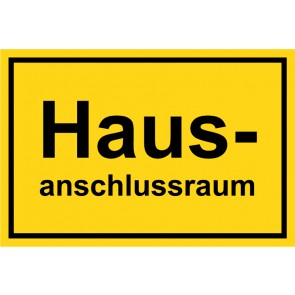 Magnetschild Haus-Anschlussraum schwarz · gelb 