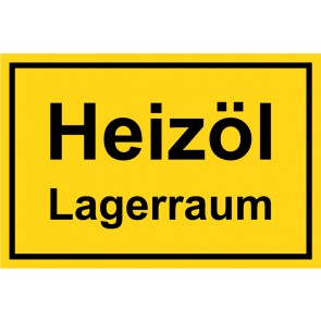 Schild Heizöl-Lagerraum schwarz · gelb 