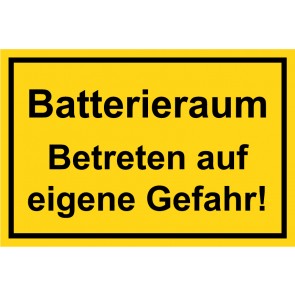 Aufkleber Batterieraum · Betreten auf eigene Gefahr! schwarz · gelb | stark haftend