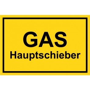 Schild GAS-Hauptschieber schwarz · gelb 