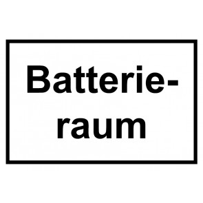 Schild Batterieraum schwarz · weiss 