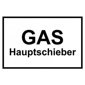 Aufkleber GAS-Hauptschieber schwarz · weiss | stark haftend