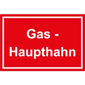 Schild Gas-Haupthahn weiss · rot 