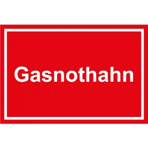 Schild Gasnothahn weiss · rot 