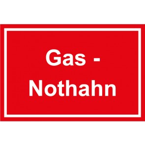 Schild Gas-Nothahn weiss · rot 