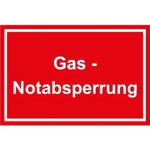 Schild Gas-Notabsperrung weiss · rot 