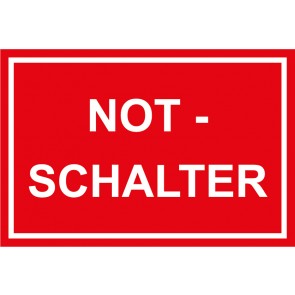 Schild NOT-SCHALTER weiss · rot | selbstklebend