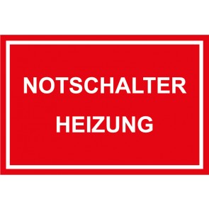 Magnetschild NOTSCHALTER HEIZUNG weiss · rot 
