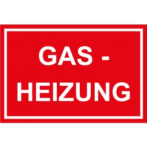 Aufkleber GAS-HEIZUNG weiss · rot | stark haftend