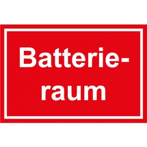 Schild Batterieraum weiss · rot 