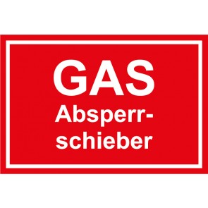 Aufkleber GAS-Absperrschieber weiss · rot 
