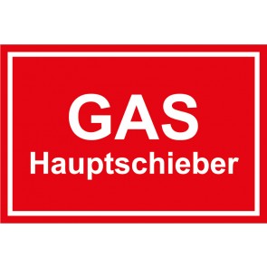 Aufkleber GAS-Hauptschieber weiss · rot | stark haftend