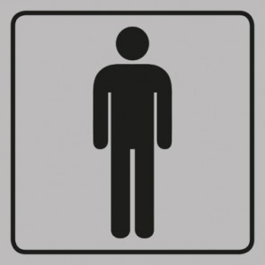 WC Toiletten Schild | Herren | viereckig · grau · selbstklebend