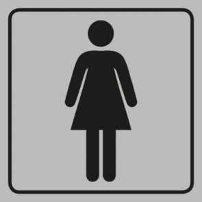 WC Toiletten Schild | Damen | viereckig · grau · selbstklebend