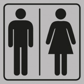 WC Toiletten Aufkleber | Herren · Damen | viereckig · grau