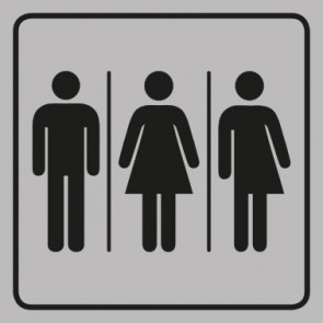 WC Toiletten Magnetschild | Herren · Damen · Transgender | viereckig · grau
