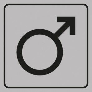 WC Toiletten Aufkleber Symbol Mann | viereckig · grau | stark haftend
