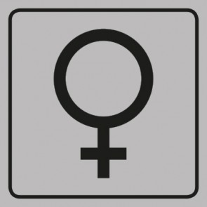 WC Toiletten Aufkleber | Symbol Frau | viereckig · grau