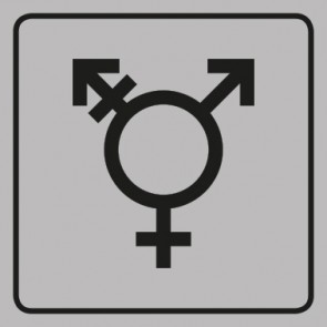 WC Toiletten Schild | Symbol Transgender | viereckig · grau · selbstklebend