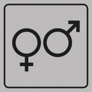 WC Toiletten Aufkleber Symbol Herren · Damen | viereckig · grau | stark haftend