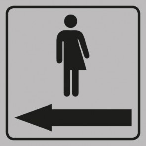 WC Toiletten Aufkleber Piktogramm Transgender Pfeil links | viereckig · grau | stark haftend