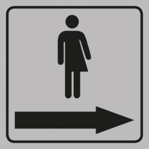 WC Toiletten Schild | Piktogramm Transgender Pfeil rechts | viereckig · grau · selbstklebend
