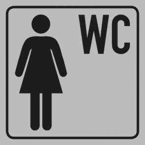 WC Toiletten Aufkleber Damen WC | viereckig · grau | stark haftend