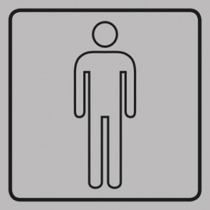 WC Toiletten Schild | Herren outline | viereckig · grau